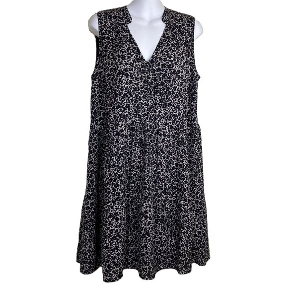 Reitmans Sleeveless Tiered Dress Flowy Black & White Print Chiffon Size Medium - Picture 1 of 8
